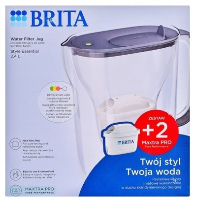 Shtambë filtruese Brita Style Essential, 2.4L, + 2 filtra MaxtraPro, e kaltër e errët
