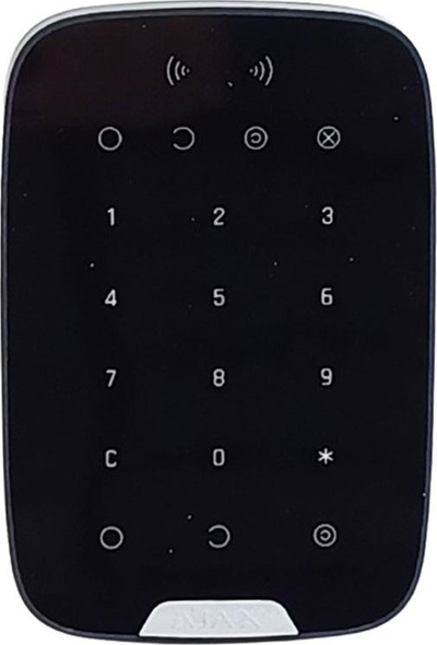 Tastjerë pa tela Ajax KeyPad Plus 38252.83.BL1, për sistem alarmi, e zezë