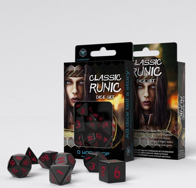 Set zare Q WORKSHOP Classic Runic, poliedrik, të zinj me të kuqe