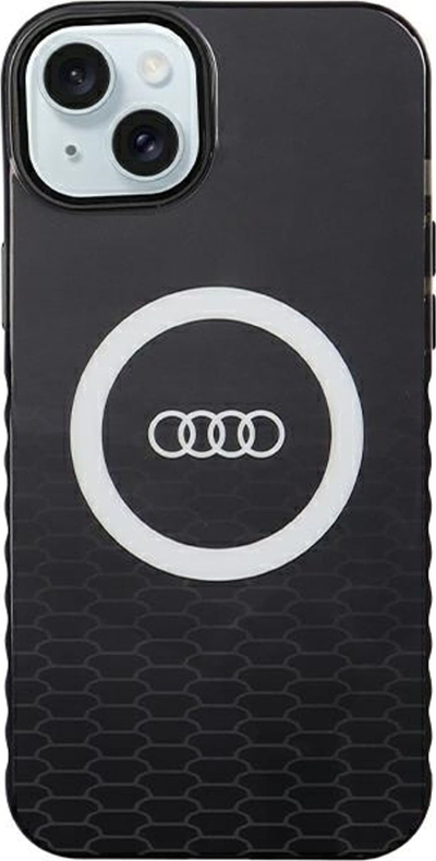 Kapak telefoni Audi IML Big Logo MagSafe, për iPhone 15 Plus 14 Plus, i zi