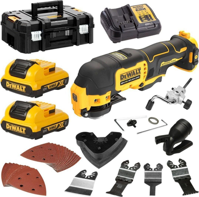 Mjet multifunksional Dewalt DCS353D2, 12V, 2 bateri 2Ah, i verdhë