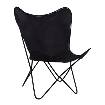 Karrige metal me lëkurë e zezë 76×74×92 cm (HM8293.03), zezë