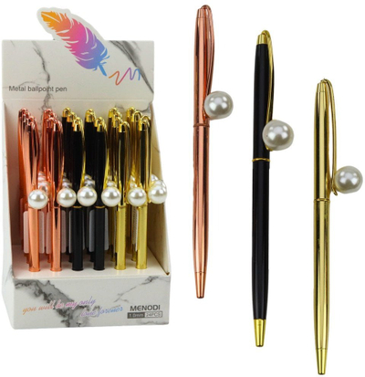 Stilolaps metalik Ballpoint Automatic Pearl, majë 1.0 mm, bojë blu