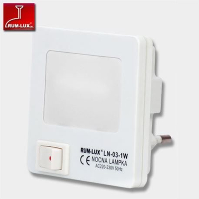 Lampë nate Rum-Lux LN-03, LED 1.5W, për prizë, e bardhë