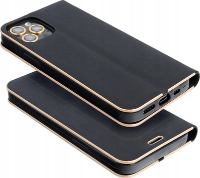Навлака за книга Vennus за Xiaomi Redmi Note 14 4G, еколошка кожа, со магнет, црна