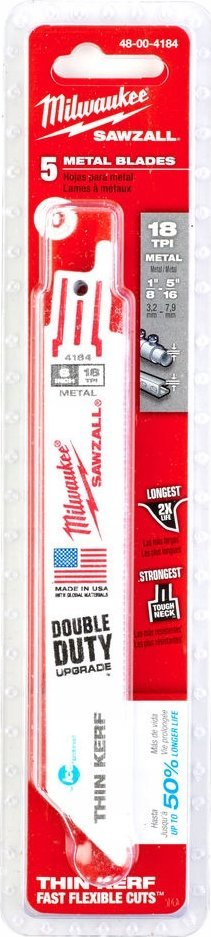 Teh sharre Milwaukee SAWZALL 48-00-4184, 6", 18 TPI, për metal
