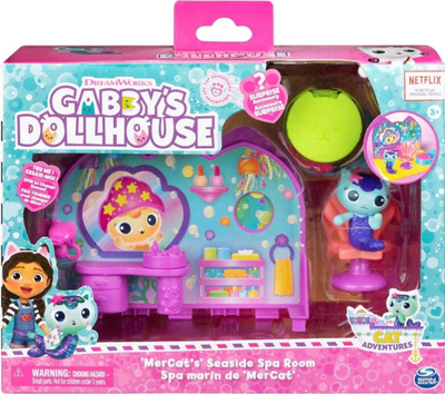 Set lodrash DreamWorks Gabby's Dollhouse MerCat Seaside Spa Room, dhomë spa, për shtëpinë kukullë