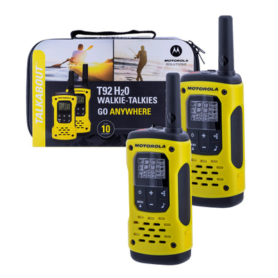 Walkie talkie Motorola T92 H2O, rezistent ndaj ujit, rreze deri 10 km, i verdhë