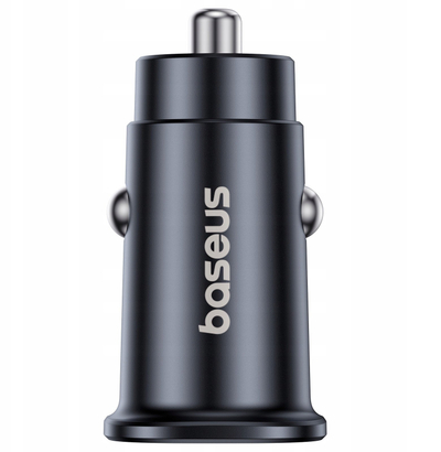 Полнач за автомобил Baseus 30W, две порти USB Type C, брзо полнење, црн