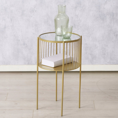 Tavolinë anësore Lobo Metal Table, 33 x 55.5 cm, ngjyrë ari