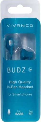 Kufje in ear Vivanco BUDZ, lidhje 3.5 mm, me mikrofon, blu