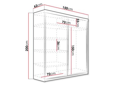 Dollap 150 TOP 8 + LED,