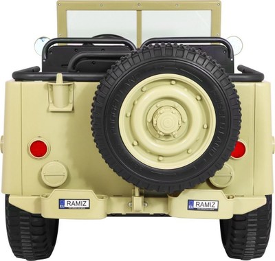 Makina elektrike për kalamaj Baby Active Retro Military Vehicle 4x4, me drita që punojnë, ngjyrë rëre