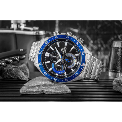 Машки часовник Casio Edifice EFV-620D-1A2VUEF, хронограф, не’рѓосувачки челик, сребрена боја