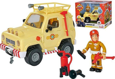 Set lodrash Simba Fireman Sam Rescue Jeep Sam Figure, makinë shpëtimi me drita dhe tinguj, figurë zjarrfikësi