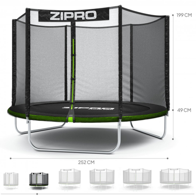 Trampolinë kopshti me rrjetë të jashtme Zipro 8FT (252cm)