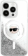 Kllëf telefoni Karl Lagerfeld KLHMP16LLGKISGH, për iPhone 16 Pro 6.3", hardcase transparent, me xixa argjendi