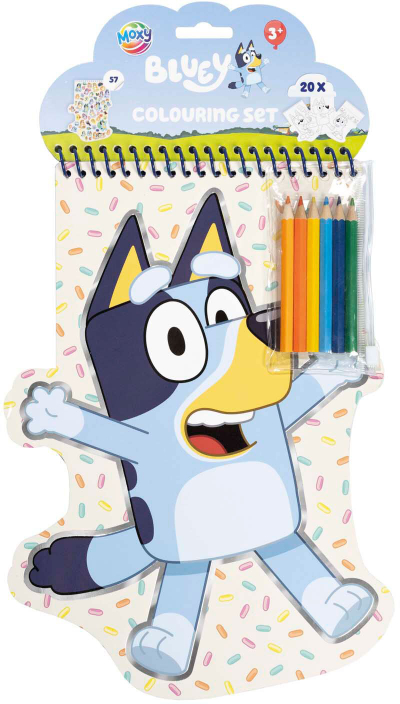 Set ngjyrosjeje Bluey Coloring Set With Pencils, me lapsa ngjyrues, për fëmijë 3+