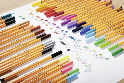 Set stilolapsa fineliner Stabilo Point 88, 50 copë, shumëngjyrëshe