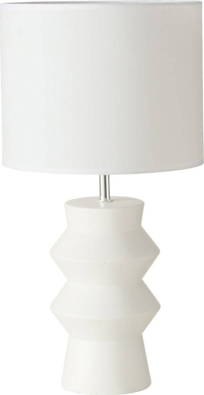 Lampë tavoline Boltze Whitia, 50cm, me abazhur pambuku, e bardhë