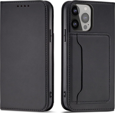 Kapak magnetik book case për iPhone 14 Plus, me mbajtëse kartash, i zi