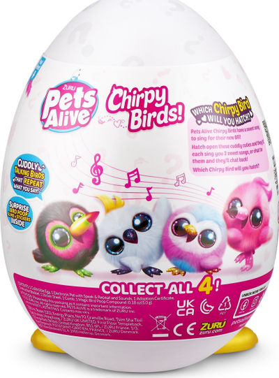 Lodër interaktive pelushi ZURU Pets Alive Chirpy Birds, elektronike, përsëritëse zëri, shumëngjyrëshe