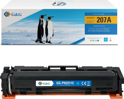 Toner G&amp;G kompatibël HP W2211A 207A, 1250 faqe, cyan