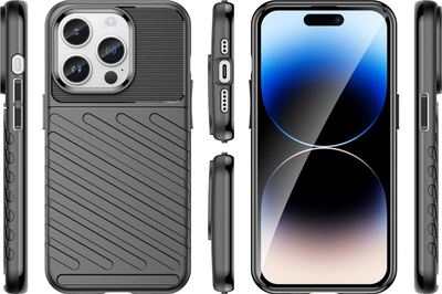 Mbrojtëse telefoni Thunder Case Armored për iPhone 14 Pro, TPU, e zezë