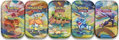 Колекционерска кутија Pokémon Vibrant Paldea Mini Tin, 2 booster пакувања, со налепници и уметничка картичка