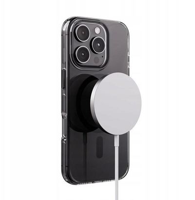 Mbulesë telefoni Crong MagSafe Edel Stark për iPhone 16 Pro Max, transparente me kornizë të zezë