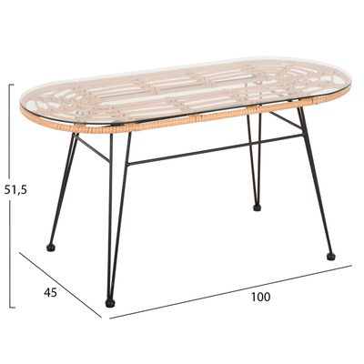 Tavolinë për kafe ovale për ambient të jashtëm Allegra 100×45×51,5 cm (HM5695.11), bezhë/ zezë