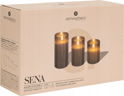 Set qirinj LED dekorativë Sena Amber Glass, 3 copë, qelq, ngjyrë amber