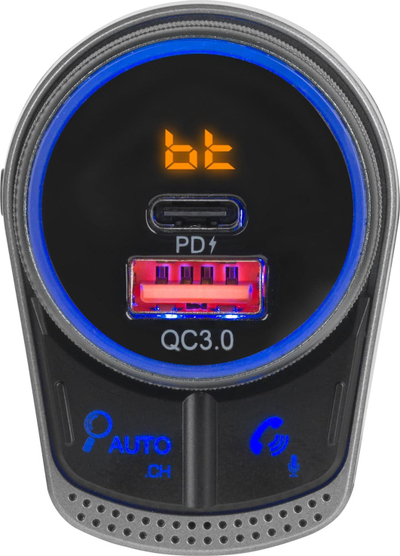 FM предавател за автомобил Peiying URZ0486, Bluetooth 5.1, PD QC3.0, црн
