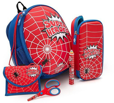 Ранец за деца WEDO Spider, винел и полиестерско влакно, со патент, црвен и син