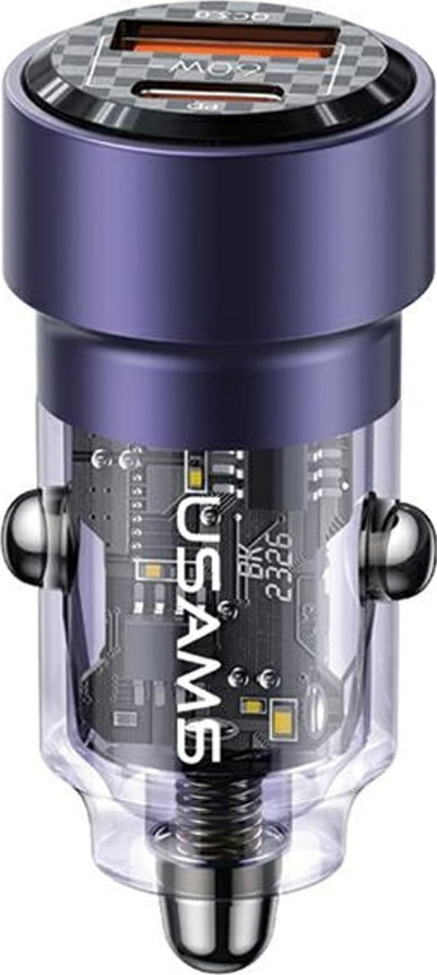 Karikues makine Usams C39, USB dhe USB C, 60W Fast Charge, i vjollcë