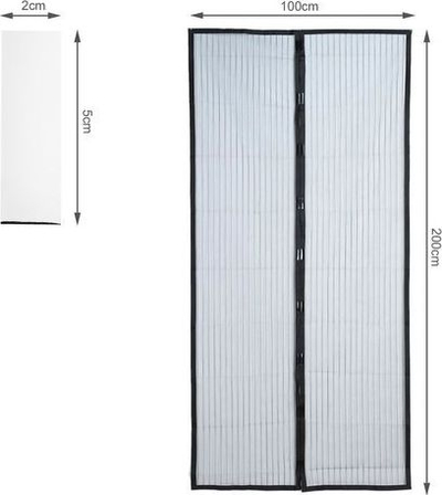 Rrjetë mushkonjash për derë Mosquito Net MM, 100x210 cm, me magnet, e zezë