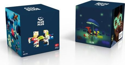 Lojë ndërtimi Plus Plus Glow Color Mix, 600 copë, që ndriçon në errësirë, shumëngjyrëshe
