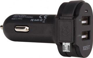 XQISIT Полнач за Автомобил 6A Dual USB со Micro USB, Црн