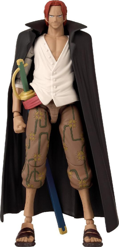 Figurë aksion Bandai One Piece Anime Heroes Shanks, që lëviz në nyje, me aksesorë, me mantel të zi