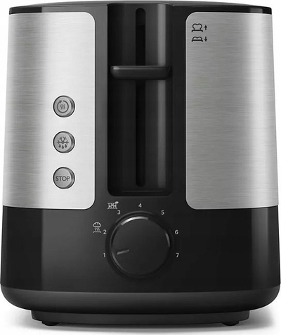 Toster Philips Viva Collection HD2635/90, 2 парчиња, функција за одржување топло, црн титан