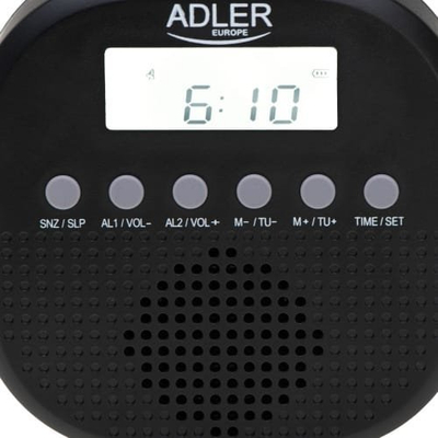Radio universale Adler AD 1912, që s’e ha uji, me alarm, e zezë