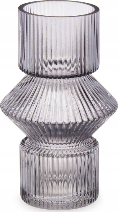 Vazo dekorative Giftdecor Stripe Vase 1 Body, kristal, 9.5 cm, gri