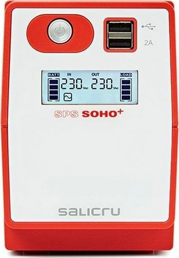 UPS Salicru SPS 650 SOHO+, 650VA, me ekran LCD, kuq e bardhë