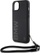 Mbulesë telefoni BMW Signature Leather Wordmark Cord për iPhone 15 Plus 14 Plus, lëkurë natyrale, me rrip dore, e zezë