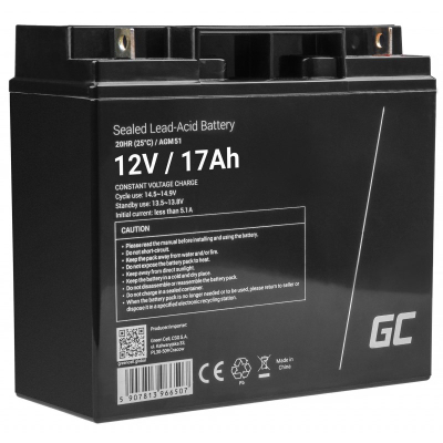 Bateri AGM Green Cell AGM51, 12V, 17Ah, e zezë
