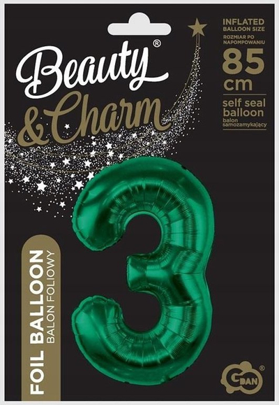 Balonë folie B&amp;C numri 3, 85cm, jeshile bottle