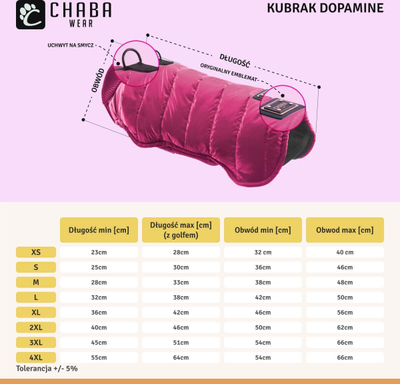 Pallto qeni Chaba Dopamine, madhësia XL, rozë fuchsia