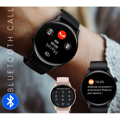 Ora inteligjente DMSKE Rubicon RNCF10, 2 copë, ekran 1.43\" AMOLED, Bluetooth Call, rozë dhe e zezë