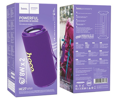 Блутут звучник Hoco HC27, 2 x 8W, пренослив, виолетов