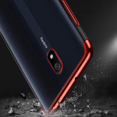 Mbrojtëse telefoni Hurtel Clear Color për Xiaomi Redmi 8A, xhel transparente, me kornizë metalike të zezë